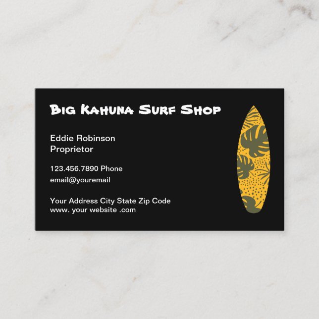 Hawaiian Surfshop Thema Visitenkarte