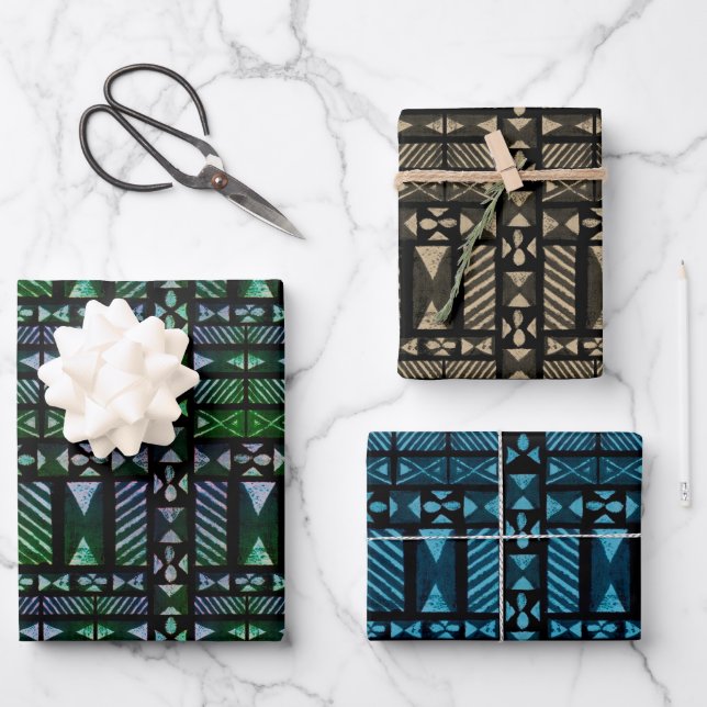 Hawaiian Tapa Pattern Geschenkpapier Set (Vorderseite)