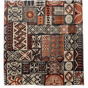 Hawaiian Tapa: Stammes-Patchwork Duschvorhang