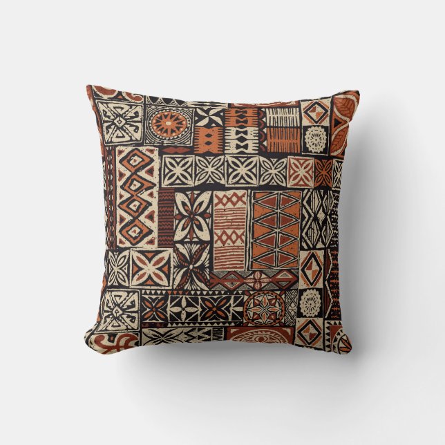 Hawaiian Tapa: Stammes-Patchwork Kissen (Vorderseite)