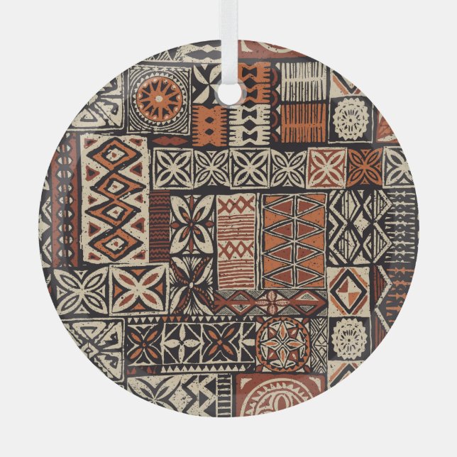 Hawaiian Tapa: Stammes-Patchwork Ornament Aus Glas (Vorderseite)