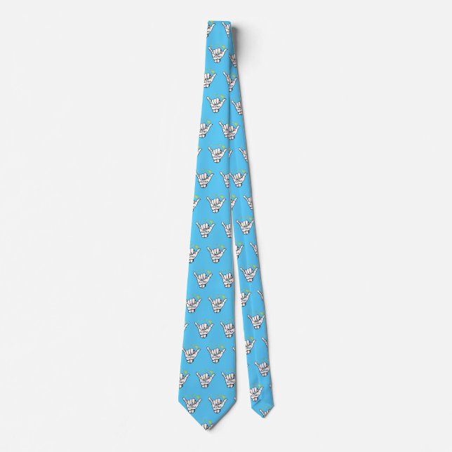 Hawaiian themed Hang Loose Aloha Shaka Neck Tie Krawatte (Vorderseite)