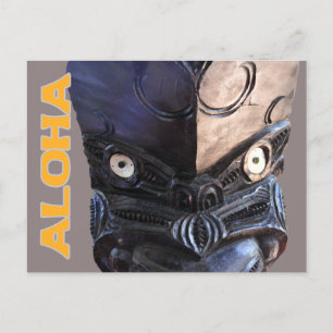 Hawaiian Tiki Carving Postcard Postkarte