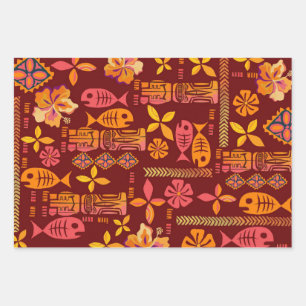 Hawaiian Tiki Geschenkpapier Set