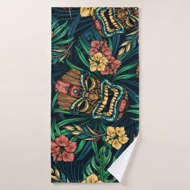 Hawaiian Tiki Mask tropisches Muster Badehandtuch (Badehandtuch)