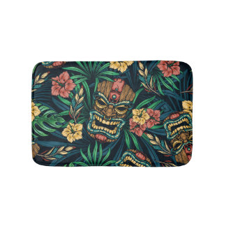 Hawaiian Tiki Mask tropisches Muster Badematte