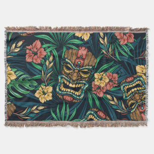 Hawaiian Tiki Mask tropisches Muster Decke