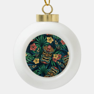 Hawaiian Tiki Mask tropisches Muster Keramik Kugel-Ornament