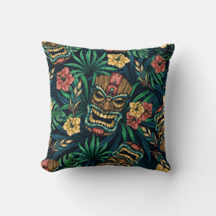 Hawaiian Tiki Mask tropisches Muster Kissen