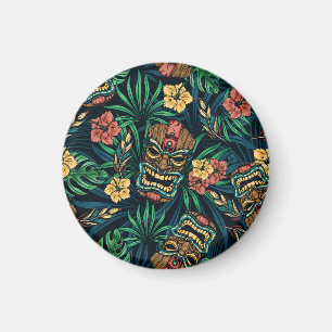 Hawaiian Tiki Mask tropisches Muster Magnet