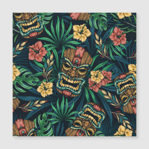 Hawaiian Tiki Mask tropisches Muster Magnetkarte