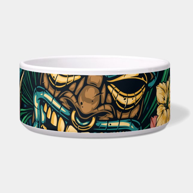 Hawaiian Tiki Mask tropisches Muster Napf (Vorderseite)