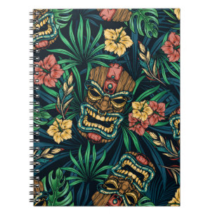 Hawaiian Tiki Mask tropisches Muster Notizblock