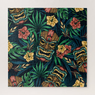 Hawaiian Tiki Mask tropisches Muster Puzzle