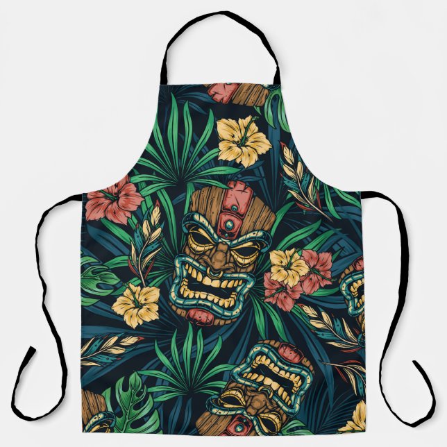 Hawaiian Tiki Mask tropisches Muster Schürze (Vorderseite)
