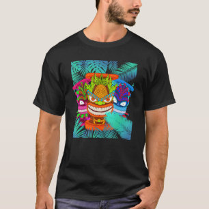 Hawaiian Tiki Maske Luau Party Polynesische Statue T-Shirt