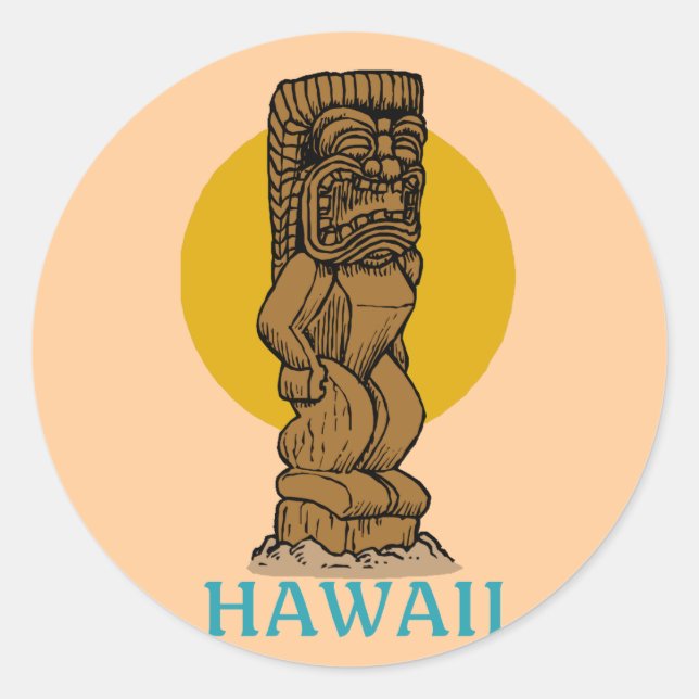 Hawaiian Tiki Runder Aufkleber (Vorderseite)
