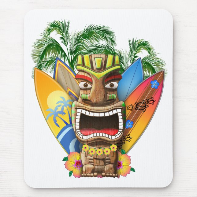 Hawaiian Tiki Surfing Mousepad (Vorne)