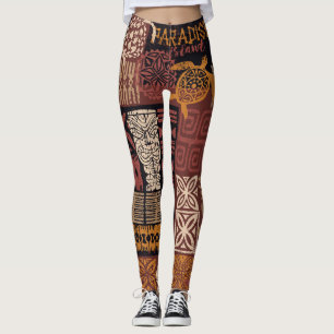 Hawaiian Tribal: Vintage-Stoffpatchwork Leggings
