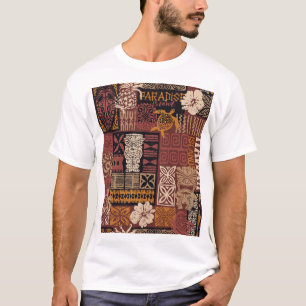 Hawaiian Tribal: Vintage-Stoffpatchwork T-Shirt