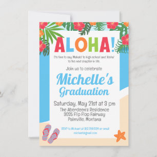 Hawaiian Tropical Aloha Graduation Party Einladung
