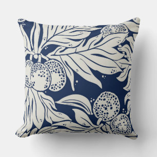Hawaiian Tropical breadfruit ulu in indigo Kissen