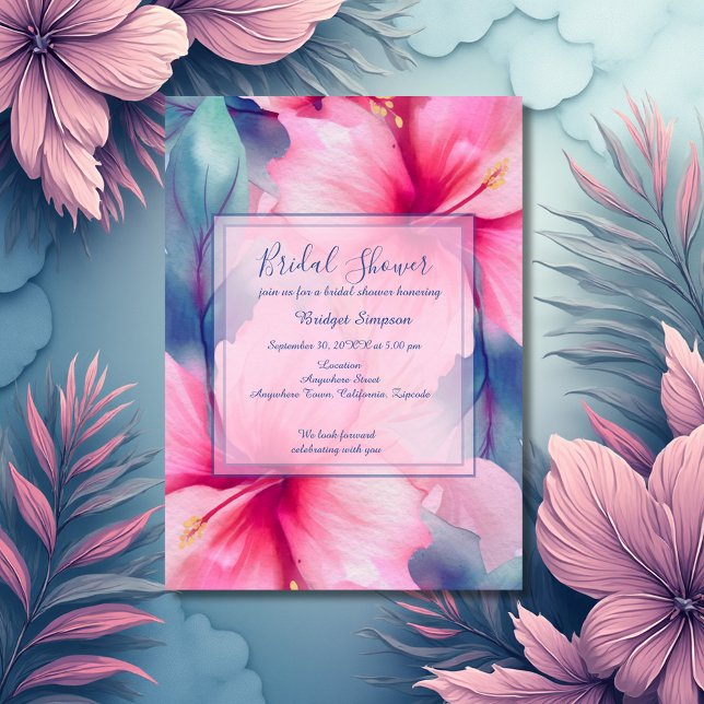 hawaiian tropical floral hibiscus bridal shower  acryleinladungen (Von Creator hochgeladen)