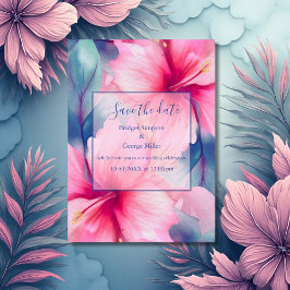 hawaiian tropical floral hibiscus save the date acryleinladungen