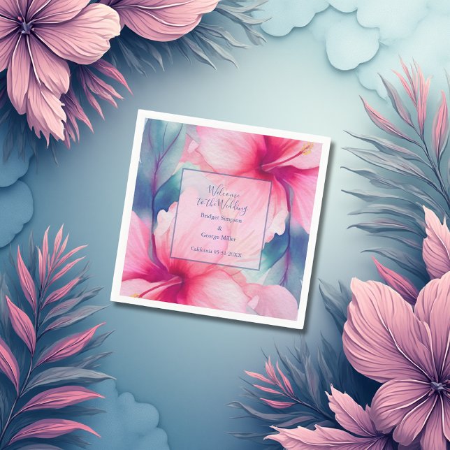 hawaiian tropical floral hibiscus save the date serviette (Von Creator hochgeladen)
