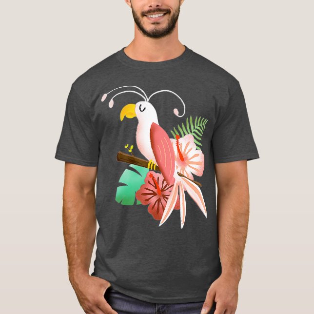 Hawaiian Tropical Parrot Cockatiel Bird Island T-Shirt (Vorderseite)