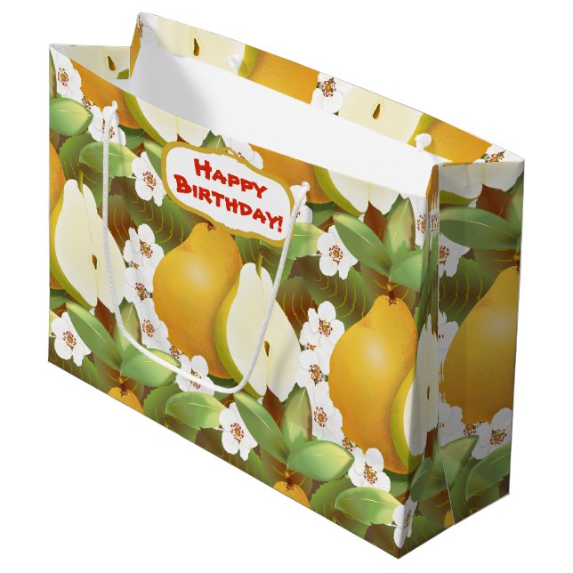 Hawaiian Tropical Pears Frucht florale botanische Große Geschenktüte (Vorderseite Schrägansicht)