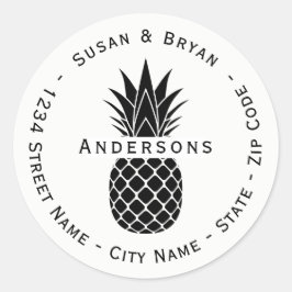 Hawaiian Tropical Pineapass Rücksendeadresse-Etike Runder Aufkleber