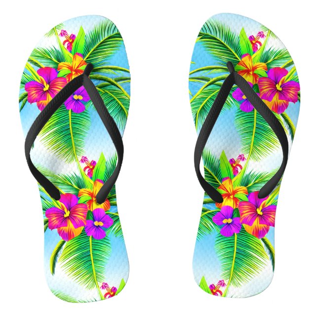 Hawaiian Tropical Seamless Pattern Flip Flops (Fußbett)