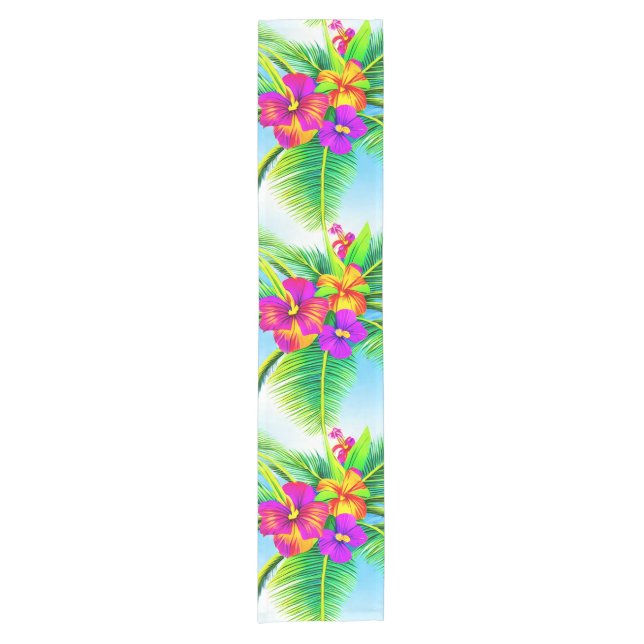Hawaiian Tropical Seamless Pattern Kurzer Tischläufer (Vorderseite)