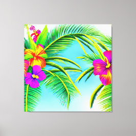 Hawaiian Tropical Seamless Pattern Leinwanddruck