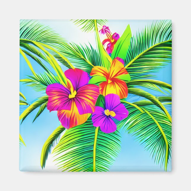 Hawaiian Tropical Seamless Pattern Magnet (Vorne)