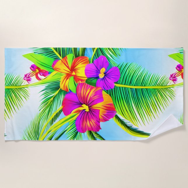 Hawaiian Tropical Seamless Pattern Strandtuch (Vorderseite)