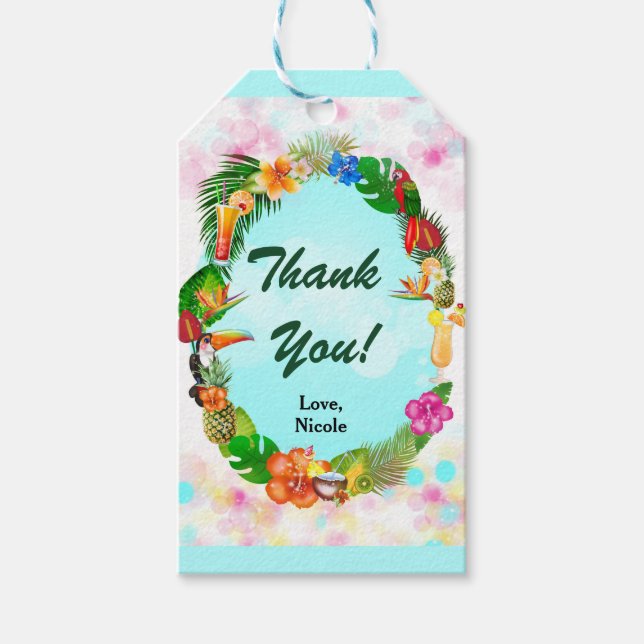 Hawaiian Tropical Summer Things Frame Gastgeschenk Geschenkanhänger (Vorderseite)