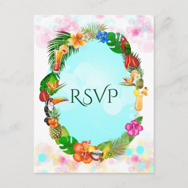 Hawaiian Tropical Summer Things Frame Party UAWG Einladungspostkarte (Vorderseite)