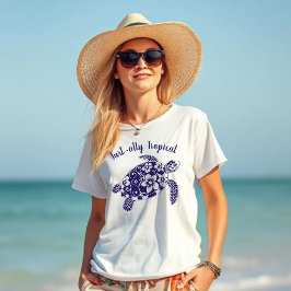 Hawaiian Turtle Turt ally Tropical Dark Blue T-Shirt