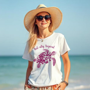 Hawaiian Turtle Turt ally Tropical Wine Color T-Shirt