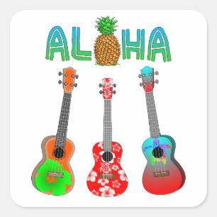Hawaiian Ukulele Aloha Hawaii Quadratischer Aufkleber