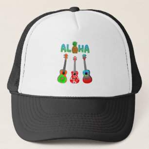 Hawaiian Ukulele Aloha Hawaii Truckerkappe