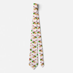 Hawaiian Ukulele Hibiskus Blume Floral Krawatte