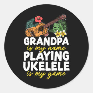 Hawaiian Ukulele Uke Grandpa Opa ist mein Name Runder Aufkleber