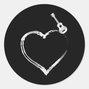 Hawaiian Ukulele Uke Heart Runder Aufkleber