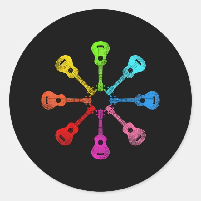 Hawaiian Ukulele Uke Rainbow Ukulele Runder Aufkleber (Vorderseite)