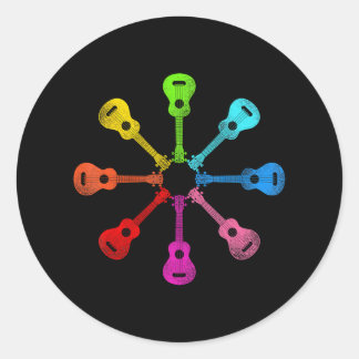 Hawaiian Ukulele Uke Rainbow Ukulele Runder Aufkleber