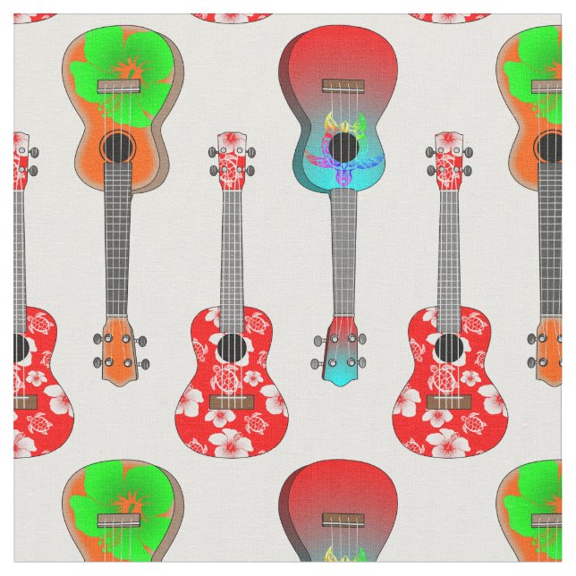 Hawaiian Ukuleles Summer Beach Stoff (Nahaufnahme)