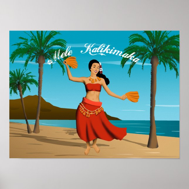 Hawaiian Vintag Mele Kalikimaka Postcard Poster (Vorne)
